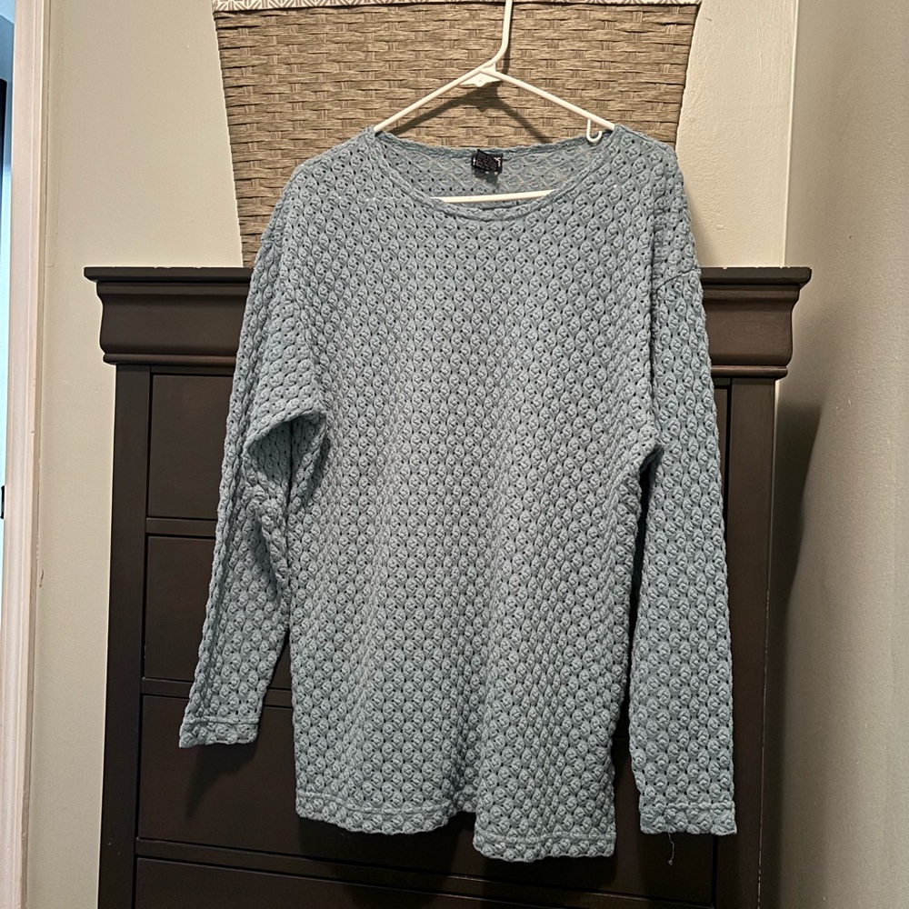 90s vintage Honors sweater open weave light sage women MEDIUM lightweight